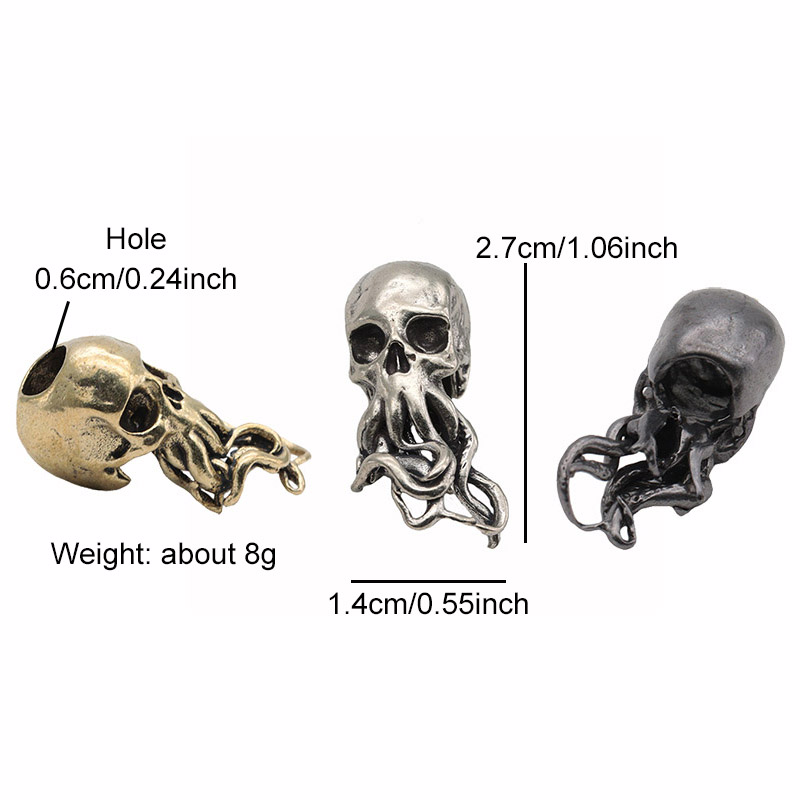 Black Skull Face Octopus Brass Knife Beads Lanyard Pendants Jewelry Umbrella Rope Hangings EDC Outdoor DIY Paracord Accessories
