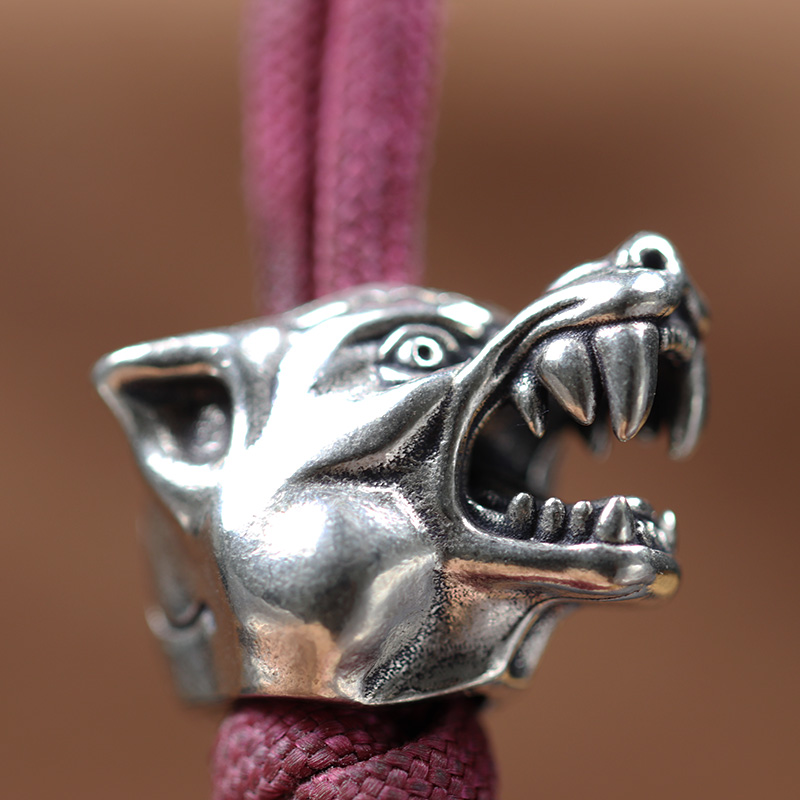 Animal Wolf Warriors Head Sculpture Brass Paracord Bead DIY Handmade Lanyard Pendant Jewelry Accessories EDC Outdoor Tool Charms