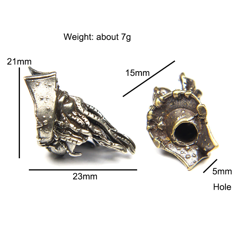 Brass Octopus Face Pirate King Figurines Knife Beads Paracord Lanyard Pendants DIY Umbrella Rope EDC Outdoor Tool Accessories