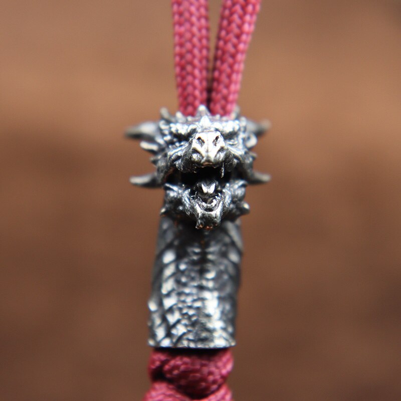 Beast European Dragon Head Brass Knife Pendants Jewelry Umbrella Rope Paracord Bead EDC DIY Keychain Lanyard Hanging Accessories