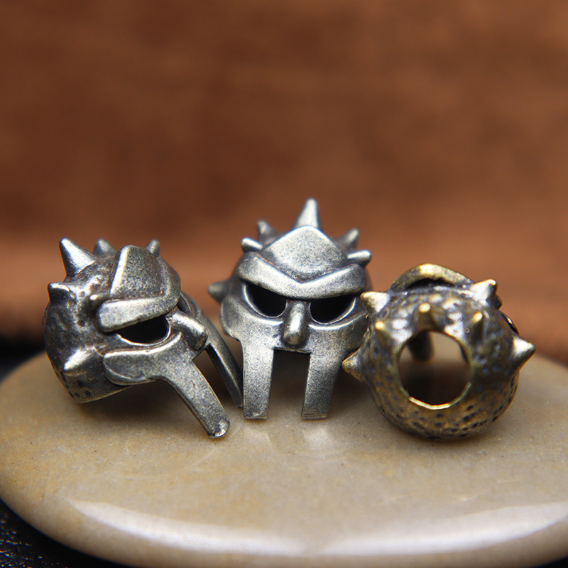 Spartan Roman Angular Helmet Brass Knife Bead Lanyard Pendant Jewelry DIY Paracord Bracelets Charms Outdoor Tool EDC Accessories