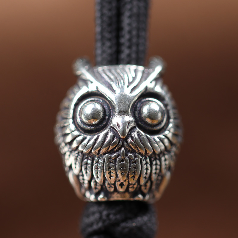 Cute Owl Brass Knife Bead EDC Outdoor DIY Paracord Woven Bracelets Accessories Lanyard Pendant Umbrella Rope Flashlight Hangings