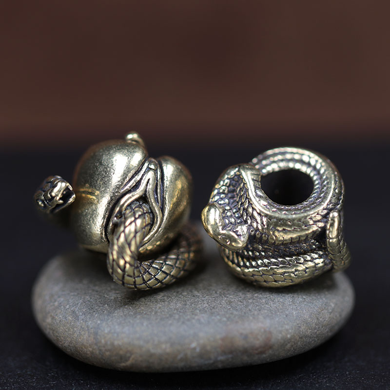 Desire Snake Female Genitalia Apple Figure EDC Outdoor Paracord Beads Retro Brass Umbrella Rope Woven Lanyard Pendants For Knife