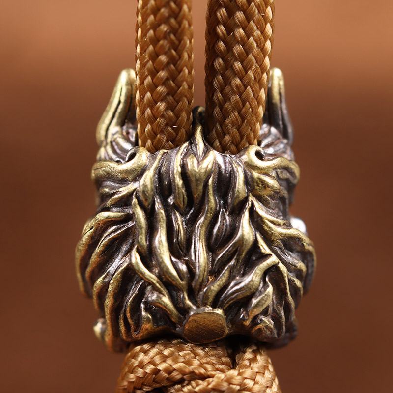 Mahakala Head Sculpture Brass Knife Beads EDC Outdoor DIY Paracord Accessories Handmade Woven Bracelet Lanyard Pendants Hangings