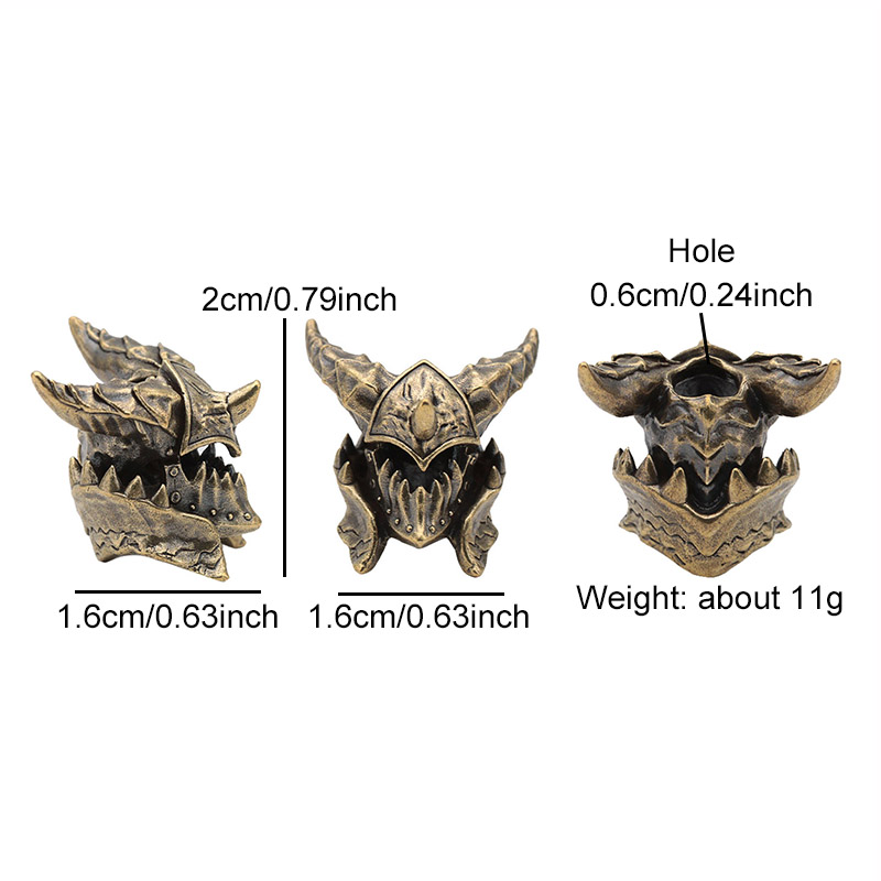 Death Helmet Brass Knife Beads EDC Outdoor DIY Paracord Accessories Woven Lanyard Pendant Jewelry Punk Survival Bracelets Charms