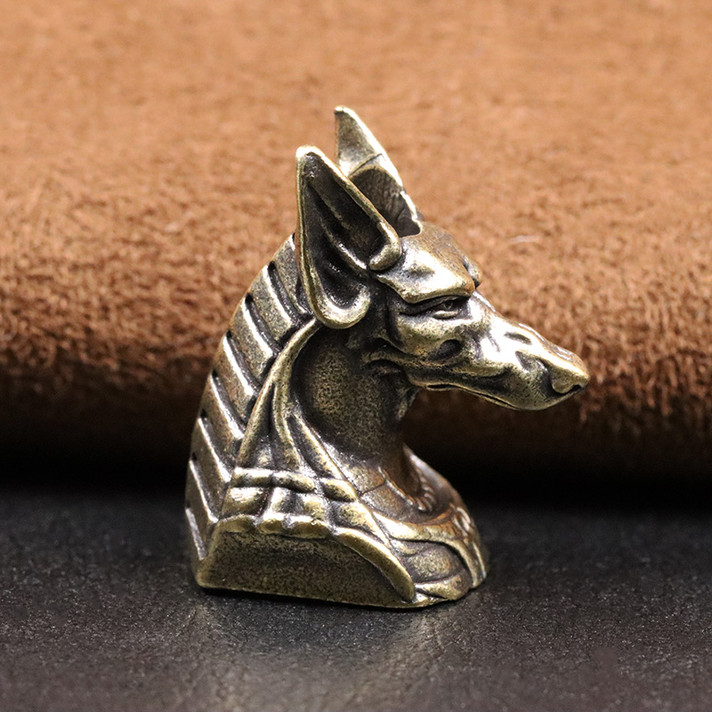 Ancient Egypt Death God Anubis Jackal Head Brass EDC Knife Beads DIY Paracord Woven Lanyard Pendants Jewelry Outdoor Accessories