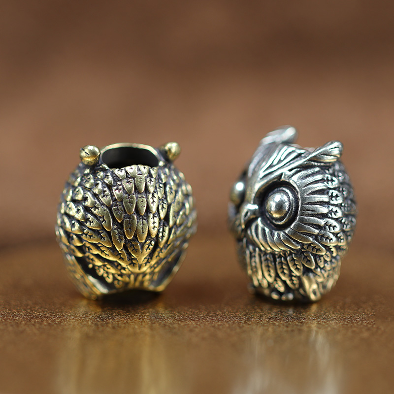 Cute Owl Brass Knife Bead EDC Outdoor DIY Paracord Woven Bracelets Accessories Lanyard Pendant Umbrella Rope Flashlight Hangings