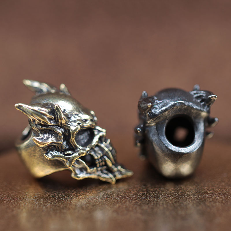 Punk Style Skull Head Brass Knife Bead EDC Outdoor DIY Paracord Woven Lanyard Pendants Bracelets Charms Jewelry Accessories Gift