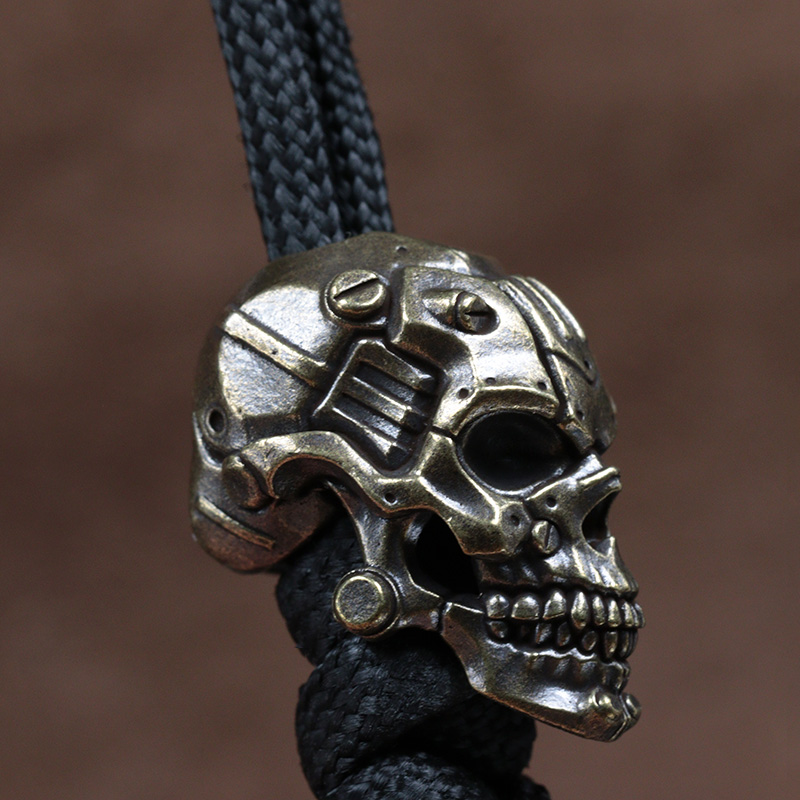 Mechanical Skull Head Brass Knife Beads EDC DIY Paracord Woven Bracelet Lanyard Pendant Accessories Outdoor Tool Hangings Charms