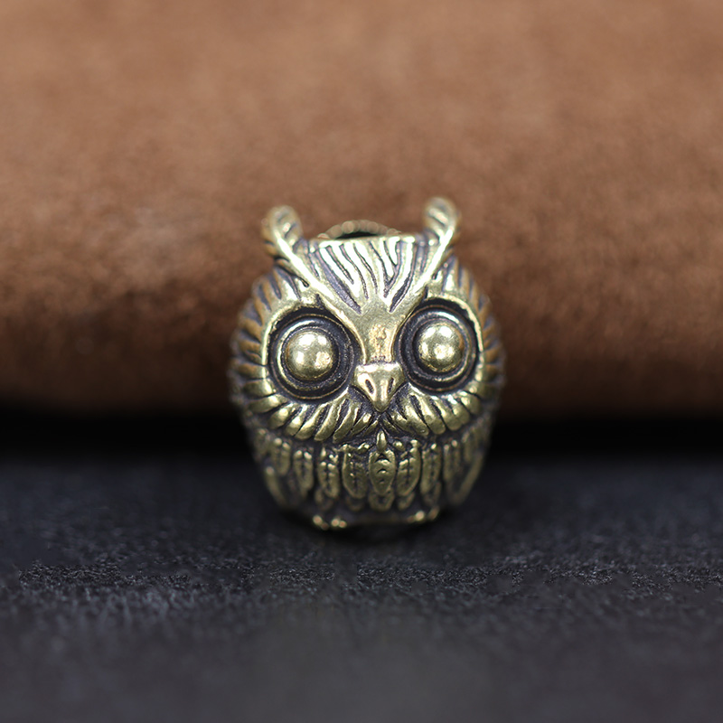 Cute Owl Brass Knife Bead EDC Outdoor DIY Paracord Woven Bracelets Accessories Lanyard Pendant Umbrella Rope Flashlight Hangings