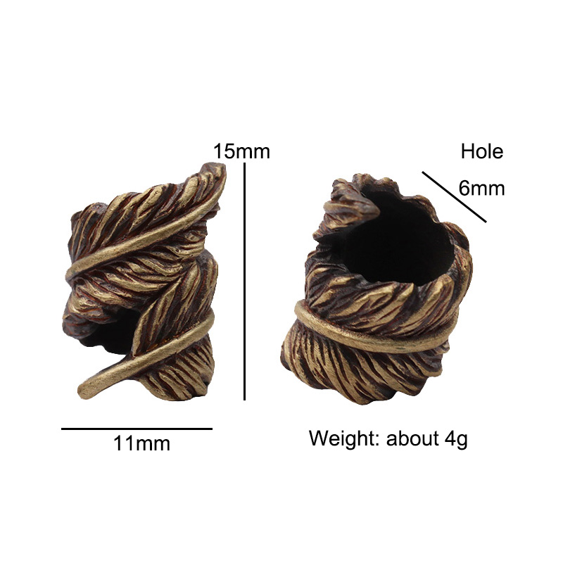 Plume Brass Knife Beads EDC Outdoor DIY Paracord Woven Bracelet Accessories Lanyard Pendants Umbrella Rope Flashlight Hangings
