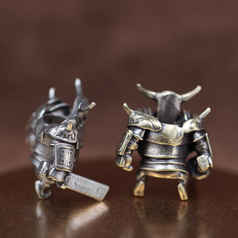 Ox Horn Warrior Brass Knife Beads Halloween EDC DIY Paracord Woven Lanyard Pendants Bracelets Charms Jewelry Hangings Accessorie