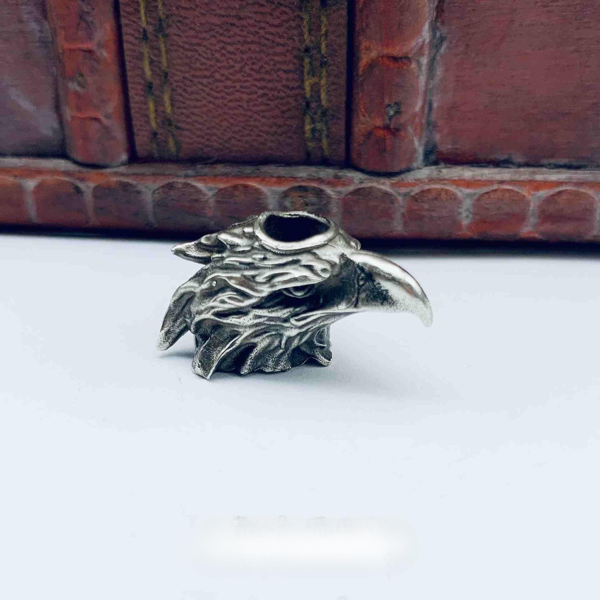 Eagle Head Sculpture Brass Knife Beads EDC Outdoor DIY Paracord Woven Bracelets Accessories Survival Flashlight Lanyard Pendants