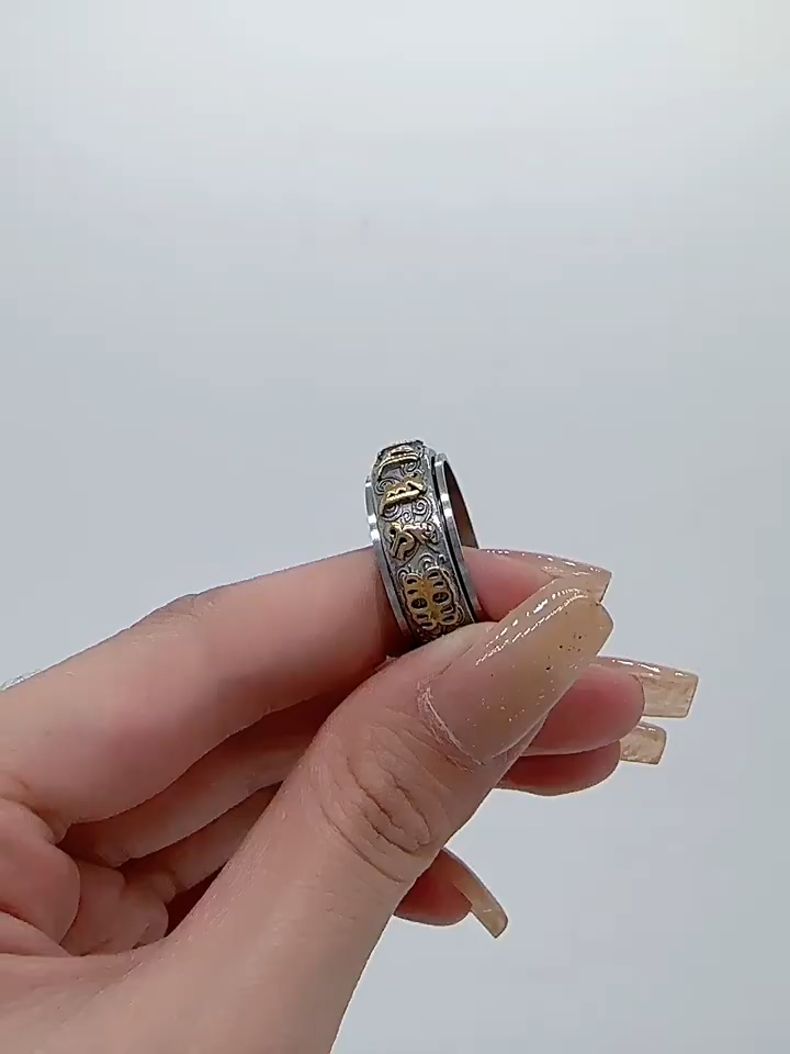 Egyptian Hieroglyphs Spinner Fidget Ring