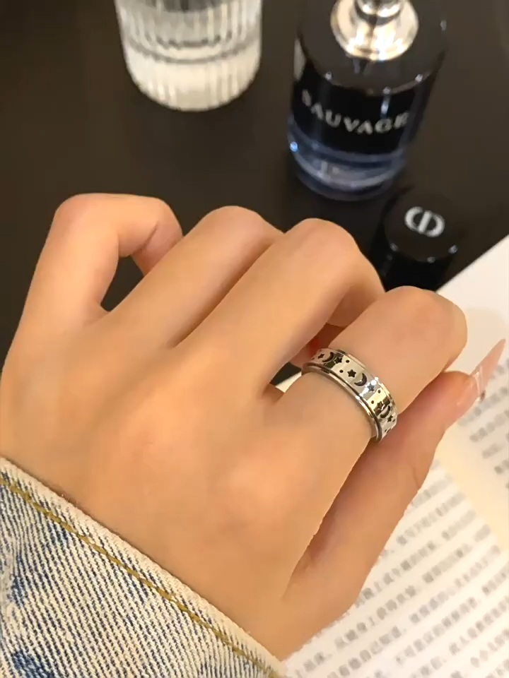 Moon and Star Spinner Stim Ring