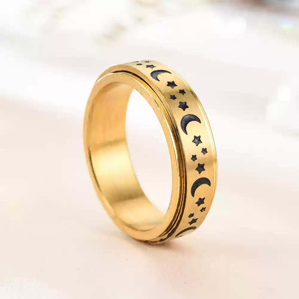 Moon and Star Spinner Stim Ring