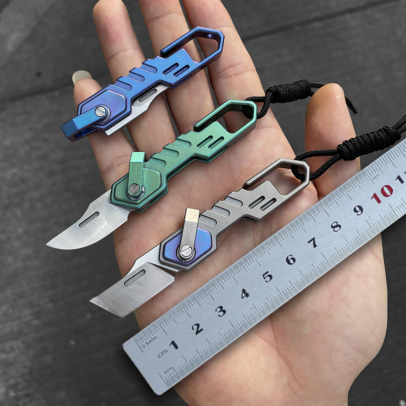 Mini Folding Knife Titanium Alloy Keychain Pendant