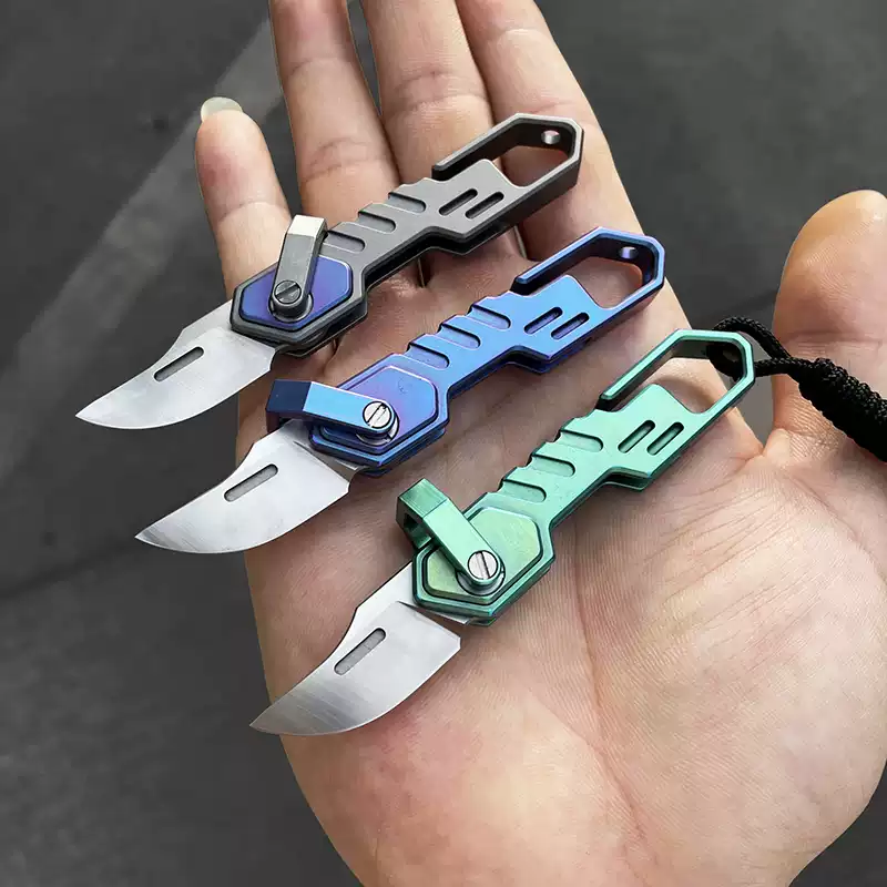 Mini Folding Knife Titanium Alloy Keychain Pendant