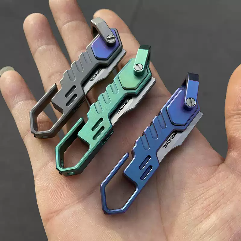 Mini Folding Knife Titanium Alloy Keychain Pendant