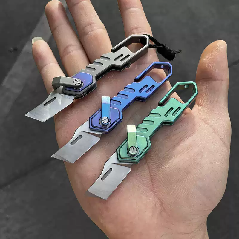 Mini Folding Knife Titanium Alloy Keychain Pendant