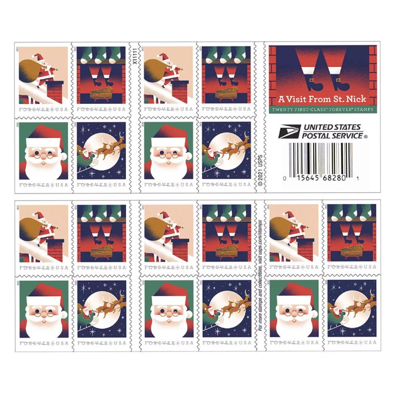 Forever Stamps First Class Postage Stamps A Visit From St. Nick  2021