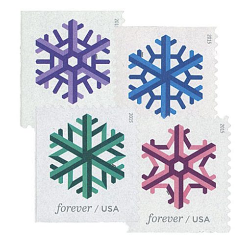 2015 Forever Stamps First Class Postage Stamps Geometric Snowflakes