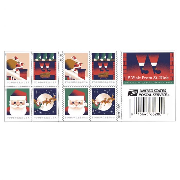 Forever Stamps First Class Postage Stamps A Visit From St. Nick  2021