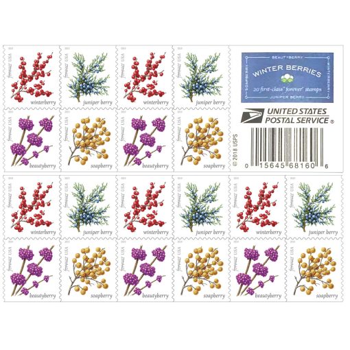 2019 Forever Stamps First Class Postage Stamps Winter Berries