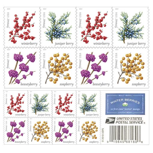 2019 Forever Stamps First Class Postage Stamps Winter Berries