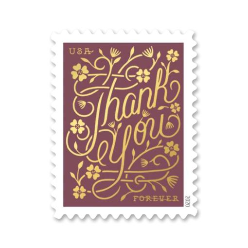 2020 Forever Stamps First Class Postage Stamps Thank You