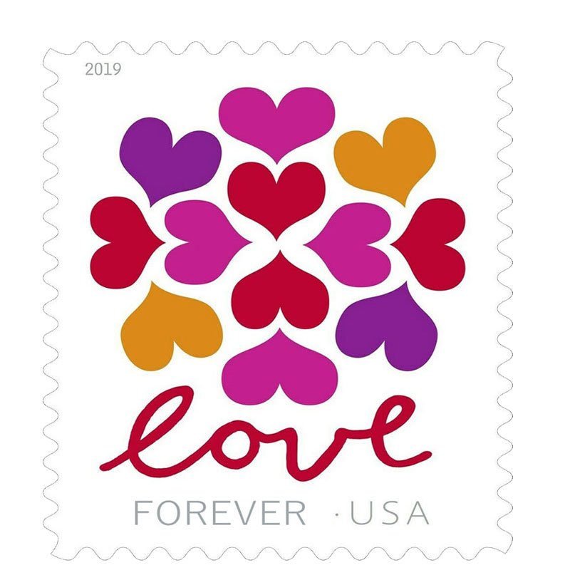 2019 Hearts Blossom Love US Forever Stamps Sheet of 20