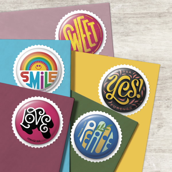 Pinback Buttons Stamps 2024