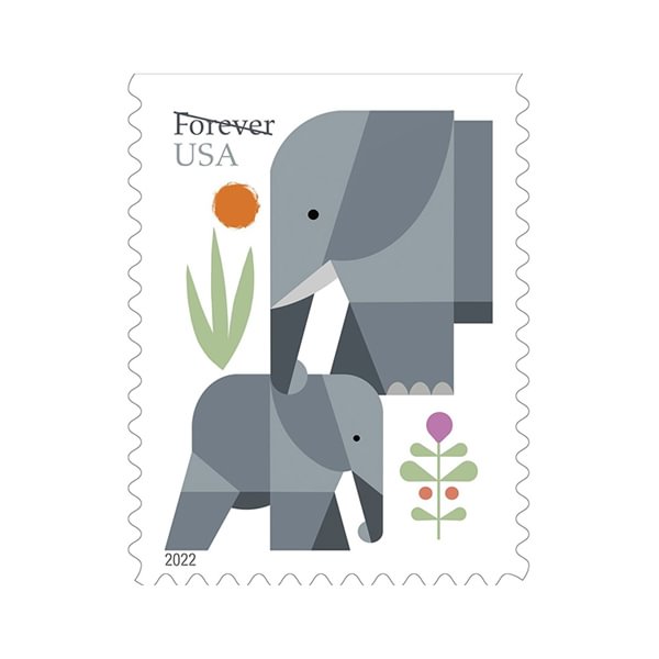 2022 Elephants Forever Stamps First Class Postage Stamps
