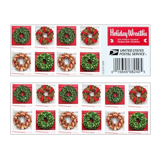 2019 Holiday Wreaths Stamp Postage Stamps